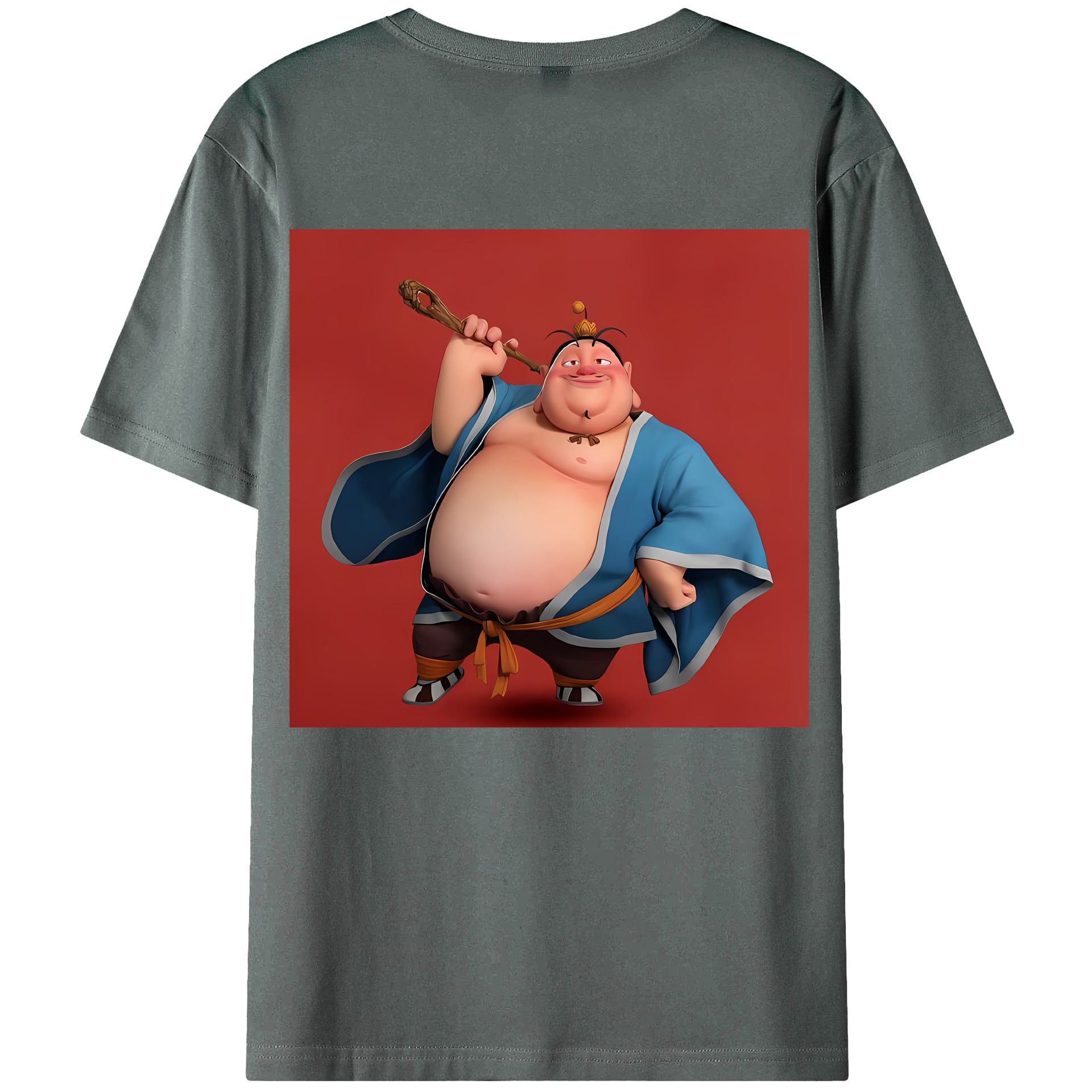 （画像用） Ne Zha 2 ナタ 魔童の大暴れ 綿100％ メンズ半袖Tシャツ（バックプリント） 通気性